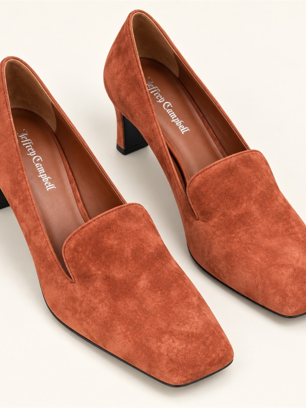 Jeffrey Campbell Suede Slip-On Loafer in Rusty Orange
